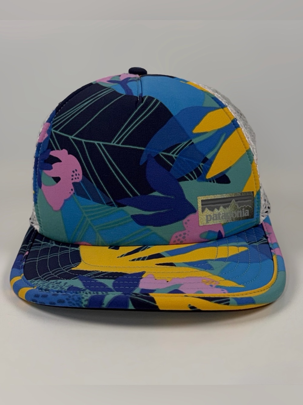 Patagonia Duckbill Hat Hawaiian Aloha Tropical Floral Mesh Trucker Cap EUC